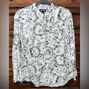 Lands' End Floral Print Flannel Tunic Shirt 19” P2P